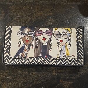 Brighton Illustrated Women's Wallet with Black and Cream Design